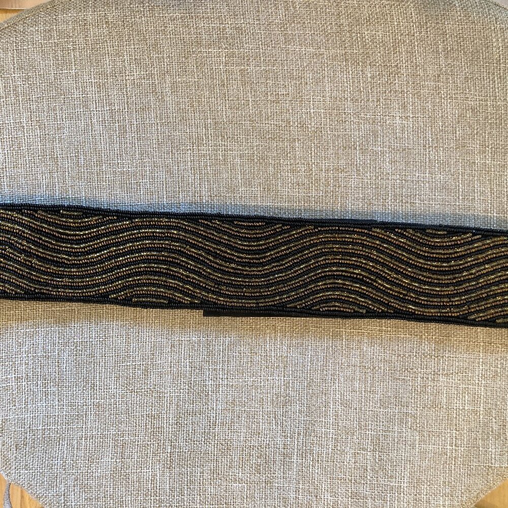 La Regale Vintage Hand Beaded Belt Cinch Waist Women's Blck Brwn Gold 1980s SZ L